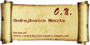 Ondrejkovics Neszta névjegykártya